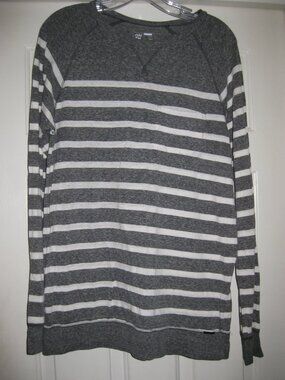 On The Byas Lightweight Long Sleeve Gray & White Striped Women's Medium Shirt